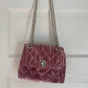 Kate Spade Pink Velvet Velour and Silver Handbag Bag Purse